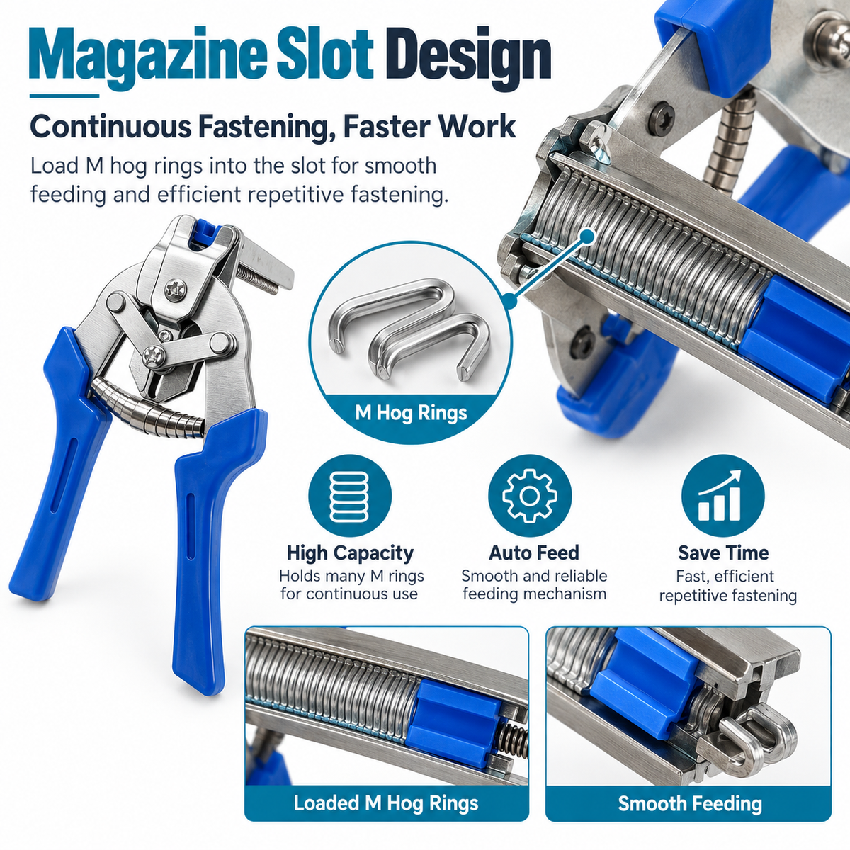 Automatic Hog Ring Pliers, M-Type Hog Rings Gun for Wire Mesh & Animal Cages