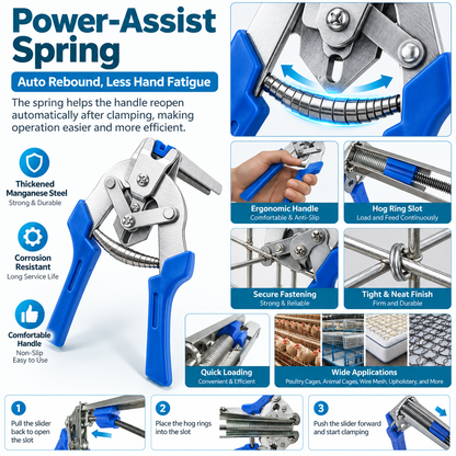 Automatic Hog Ring Pliers, M-Type Hog Rings Gun for Wire Mesh & Animal Cages
