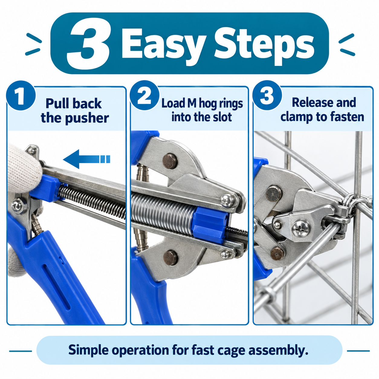 Automatic Hog Ring Pliers, M-Type Hog Rings Gun for Wire Mesh & Animal Cages