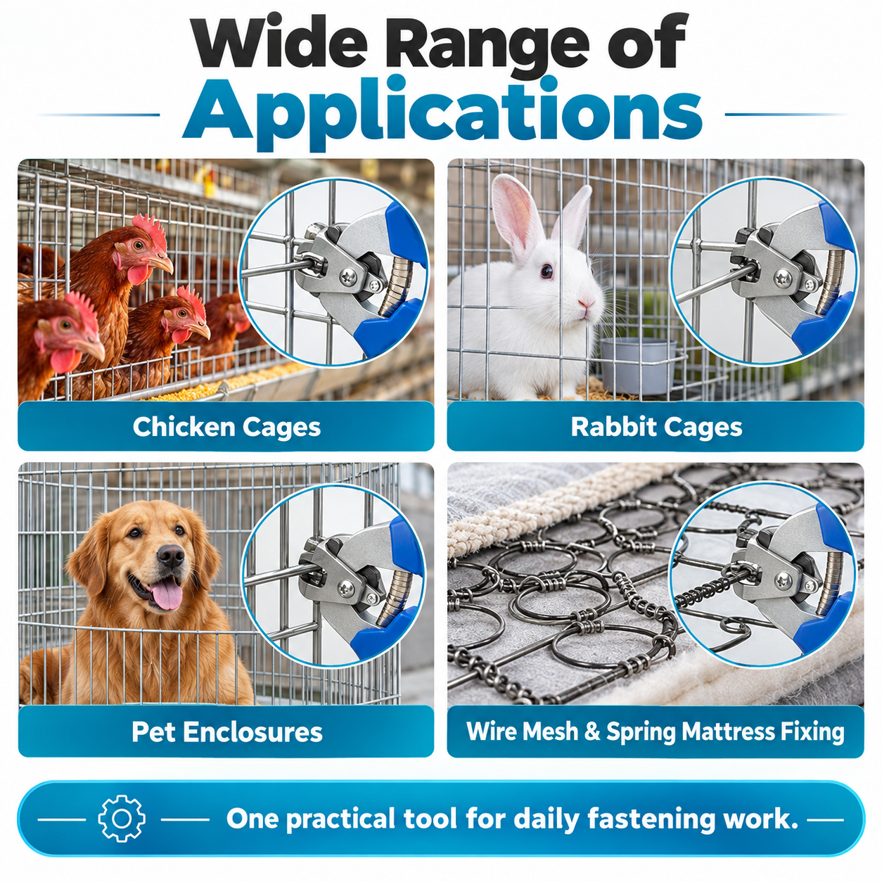 Automatic Hog Ring Pliers, M-Type Hog Rings Gun for Wire Mesh & Animal Cages