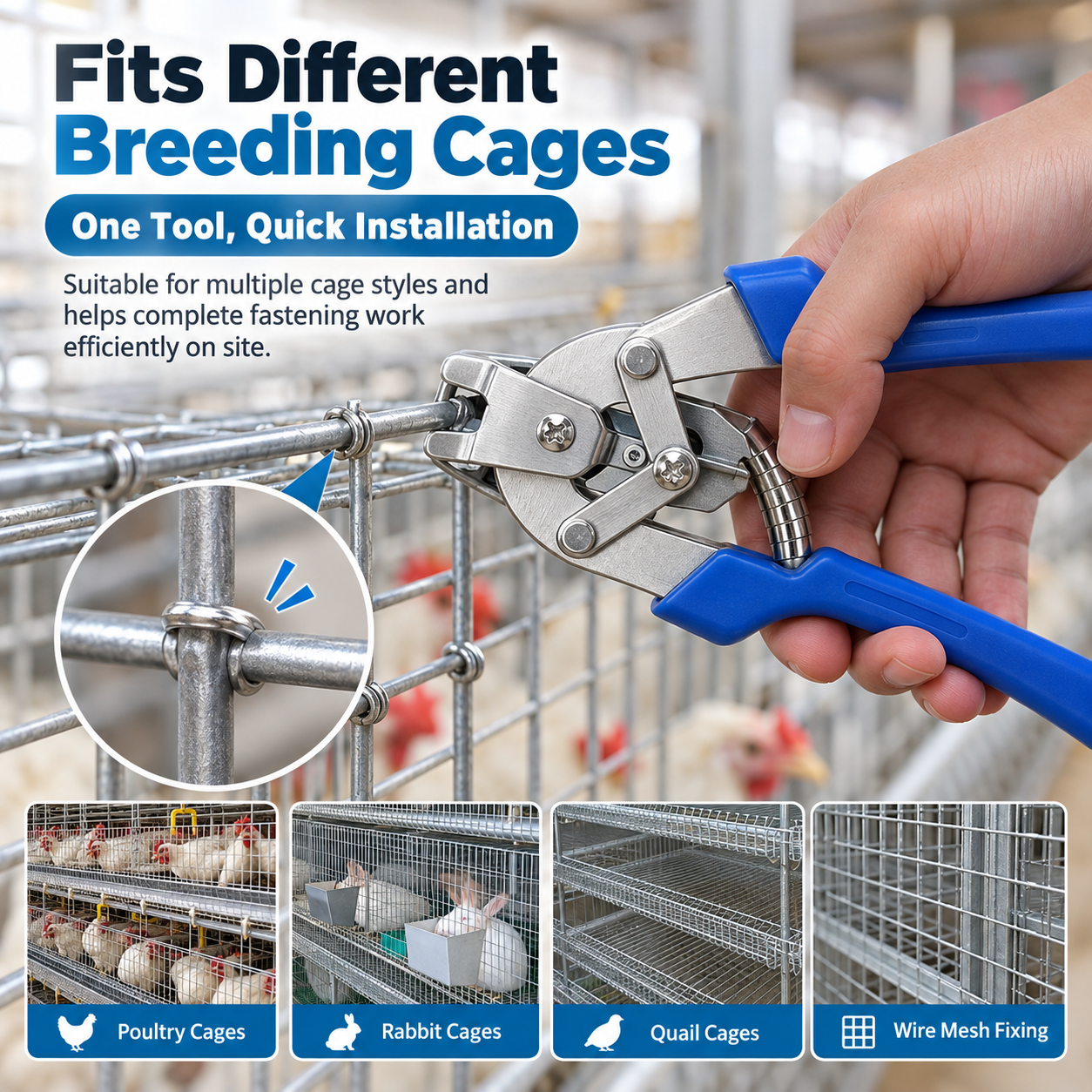 Automatic Hog Ring Pliers, M-Type Hog Rings Gun for Wire Mesh & Animal Cages